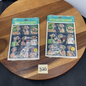 Vintage  2 Packs E.T. Stickers Hallmark Ambassador 1982 4 Sheets New Sealed